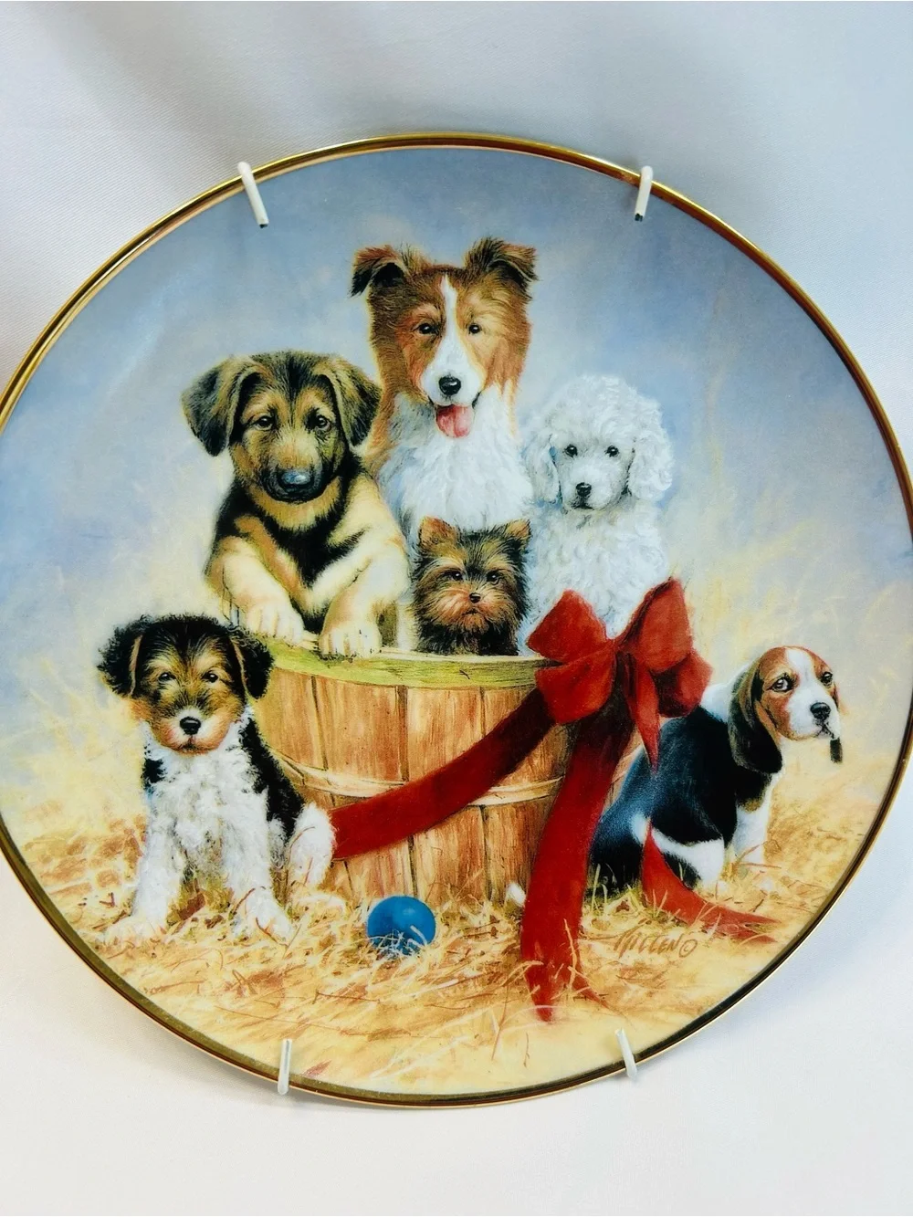 Franklin Mint Vintage Plate “Basket of Cheers” with signature and serial number